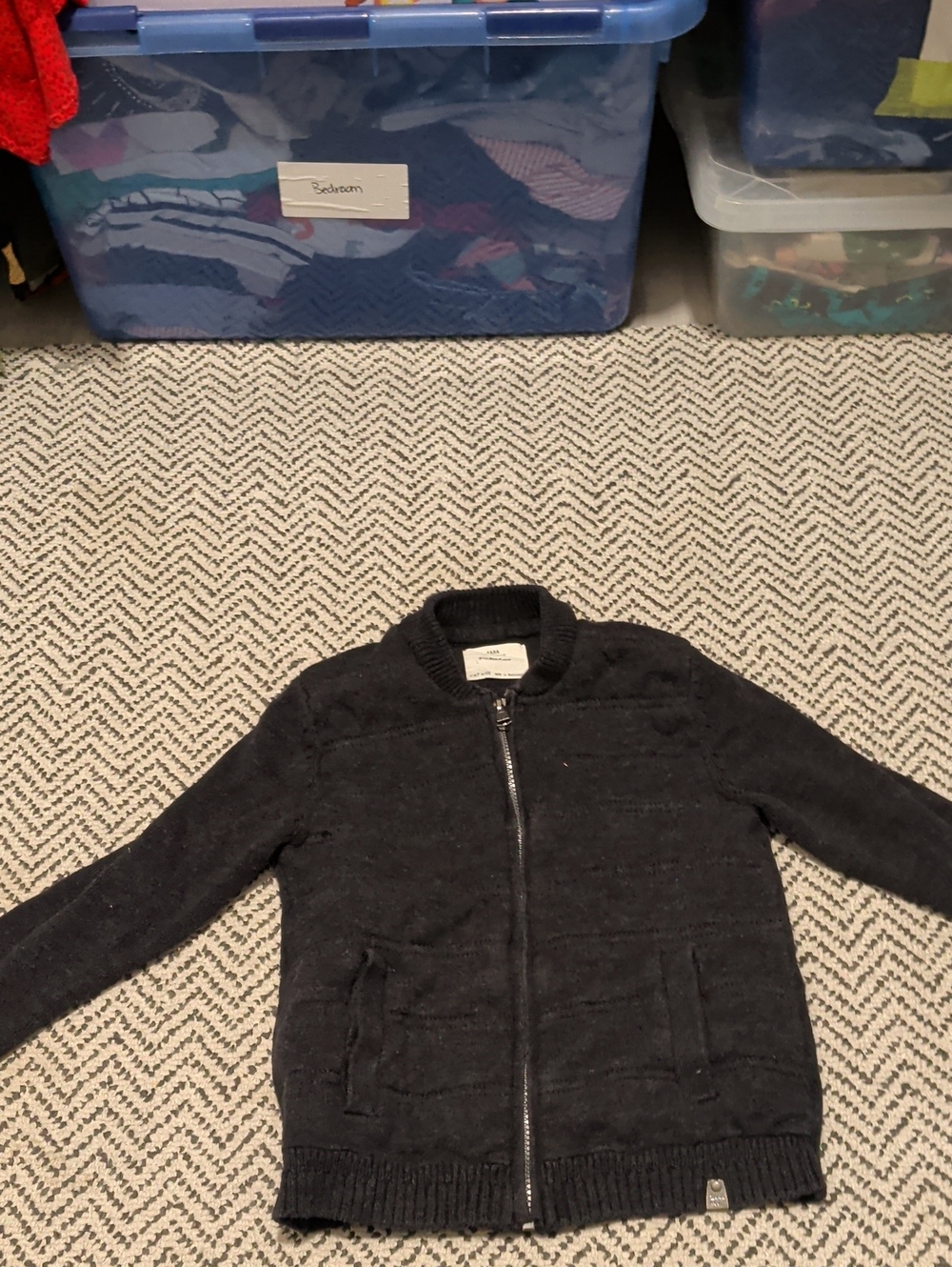 Zara Black Knit Zip-Up Jacket for Kids